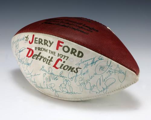 Artifact No.1982.129, 1977 Detroit Lions Autographed Football; Gerald R. Ford Presidential Libr…