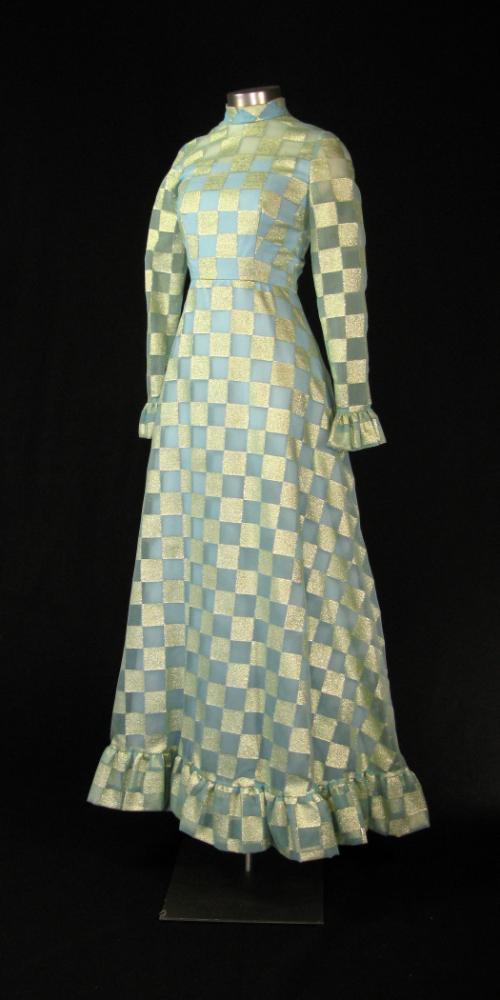 Artifact No. 1988.1039.14,  Frankie Welch Blue and Gold Checkered Organza Gown; Gerald R. Ford …